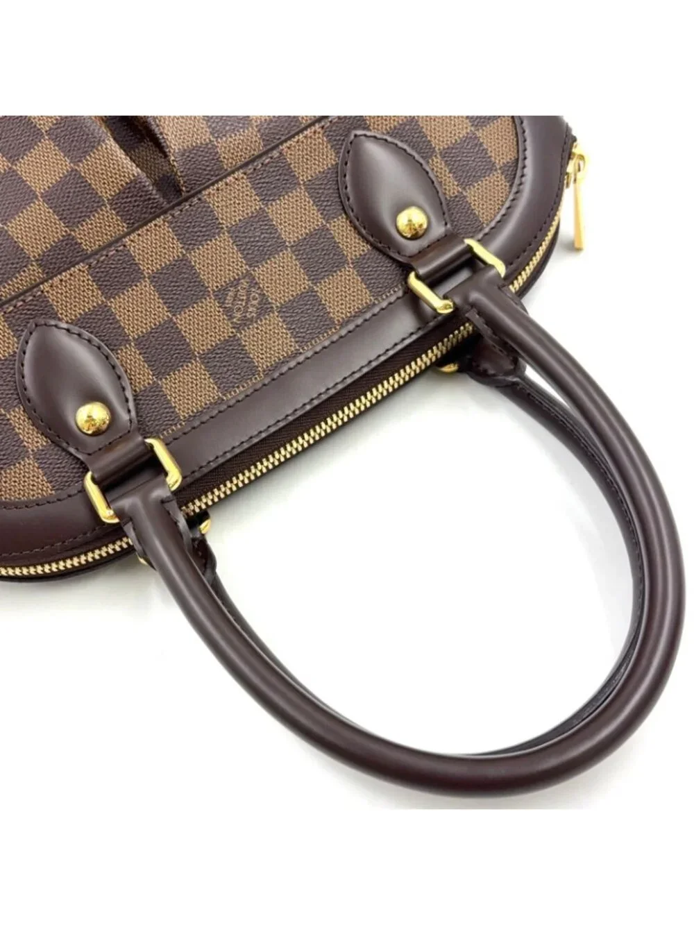 Louis Vuitton Trevi PM Damier Ebene Leather Brown Handbag Gold